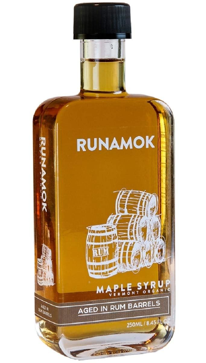 Runamok Maple Rum Barrel Aged Maple Syrup - Authentic Pure Maple Syrup Organic Non-Alcoholic Natural Sweetener Vermont Maple Syrup Great for Ice Cream As Pancake Syrup 8.45 Fl Oz (250mL)
