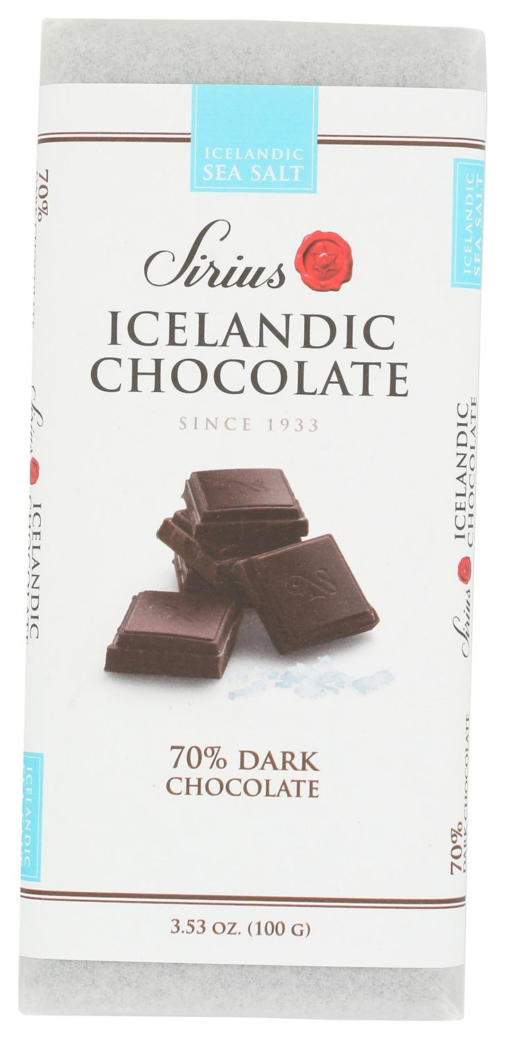 Sirius Icelandic 70 Dark Chocolate Bar with Sea Salt 3.53 OZ