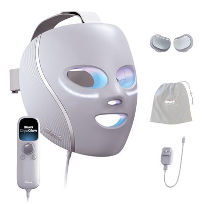 Shark CryoGlow LED Face Mask (FSAHSA Eligible) with Under-Eye Cooling, Anti-Ageing Blemish Repair, Red Blue LED, Infrared Light Therapy, USB-C, Remote Control, Storage Bag, Lilac Chill, FW312PL