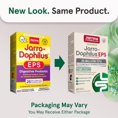 Jarrow Formulas Jarro-Dophilus EPS Probiotics 25 Billion CFU for Intestinal Tract Support, Gut Health Probiotics Supplements for Women and Men, 60 Veggie Capsules, Up to a 60 Day Supply, 12 Packs