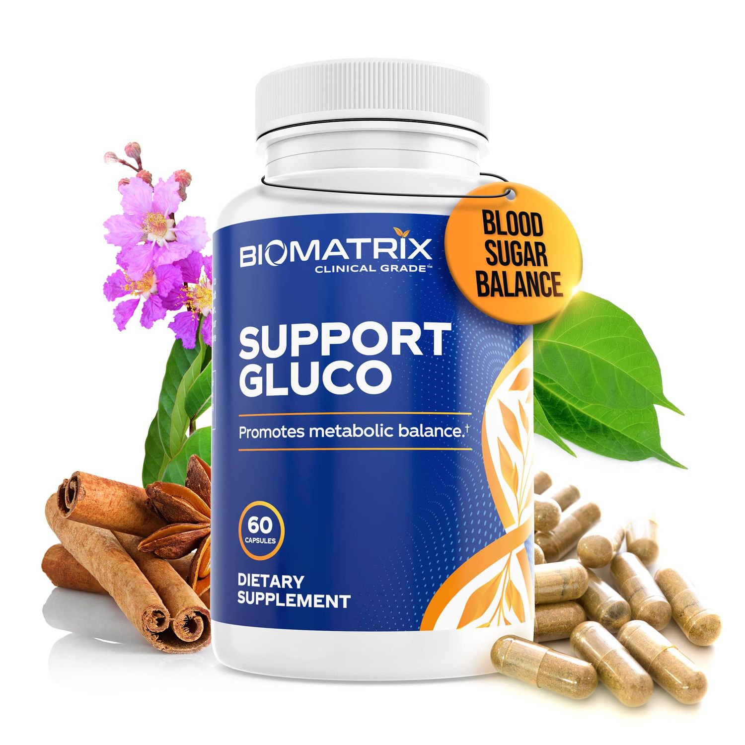 BioMatrix Metabolism Supplement for Men and Women, Cinnamon, Gymnema, Lipoic Acid, Vanadyl Sulfate, Chromium Picolinate, Bitter Melon (60 Capsules)