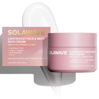 Solawave LightBoost Rich Cream for Face Neck Boosts Effects of Red Light Therapy Daily Anti Aging Skin Firming Moisturizer Reduces Appearance of Fine Lines Wrinkles, Increases Hydration