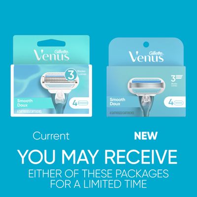 Gillette Venus Women's Original 3 Blade Razor Refills, 4 Count (Packaging May Vary)