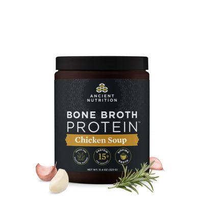 Bone Broth Protein Powder by Ancient Nutrition, Chicken Soup, Grass-Fed Chicken and Beef Bone Broth Powder, 15g Protein Per Serving, Supports a healthy gut, 15 servings
