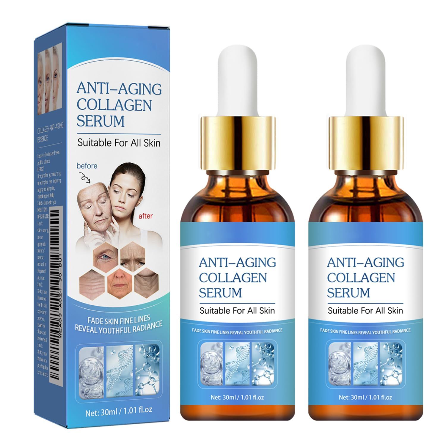 2pcs Face Serum, Stock Solution Facial Serum, in a Bottle, Instant Face Lift Anti Aging Serum for Reduce Fine Lines, Wrinkles, Plump Skin