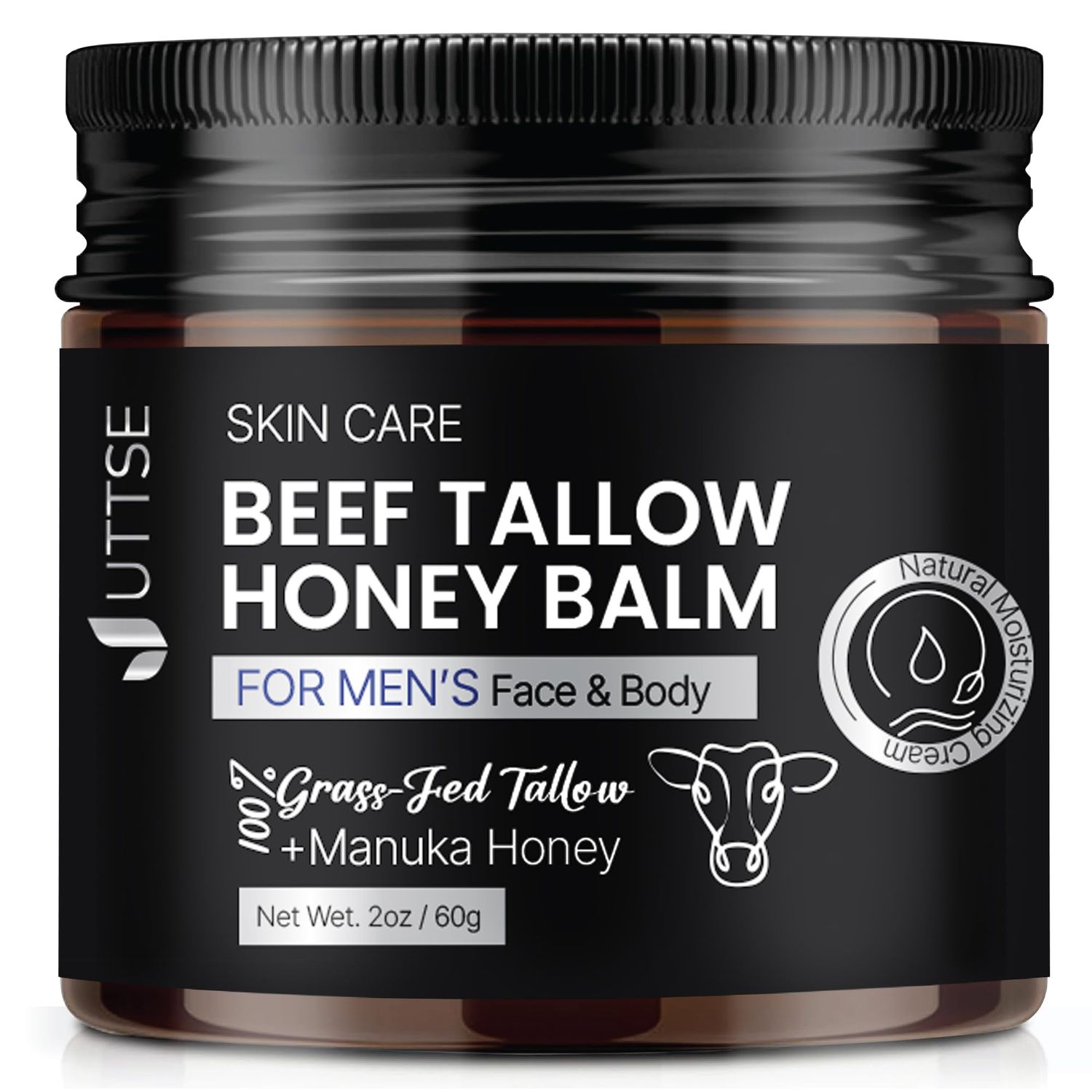 Uttse Beef Tallow Honey Balm for Skin:100 Grass-Fed Beef Tallow Moisturizer For Face and Body - Tallow Balm With Olive Oil Manuka Honey For Sensitive Dry Skin Repair 2 oz