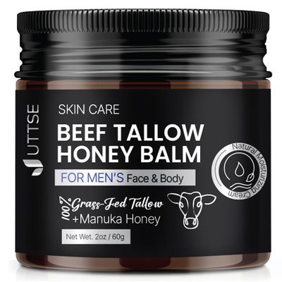 Uttse Beef Tallow Honey Balm for Skin:100 Grass-Fed Beef Tallow Moisturizer For Face and Body - Tallow Balm With Olive Oil Manuka Honey For Sensitive Dry Skin Repair 2 oz