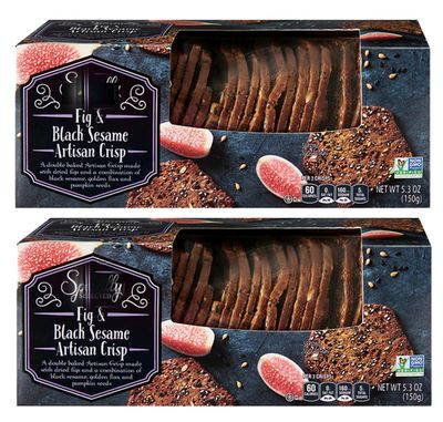Specially Selected Fig Black Sesame Artisan Crisp NON GMO Limited Edition (2-5.3oz Pack) for Party Snacking, Family Gatherings Sports