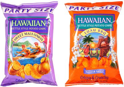 Hawaiian Kettle Chips Variety Bundle: (1) Sweet Maui Onion Kettle Style Potato Chips 16oz, (1) Luau BBQ Kettle Style Potato Chips 16oz (2 Pack Total)