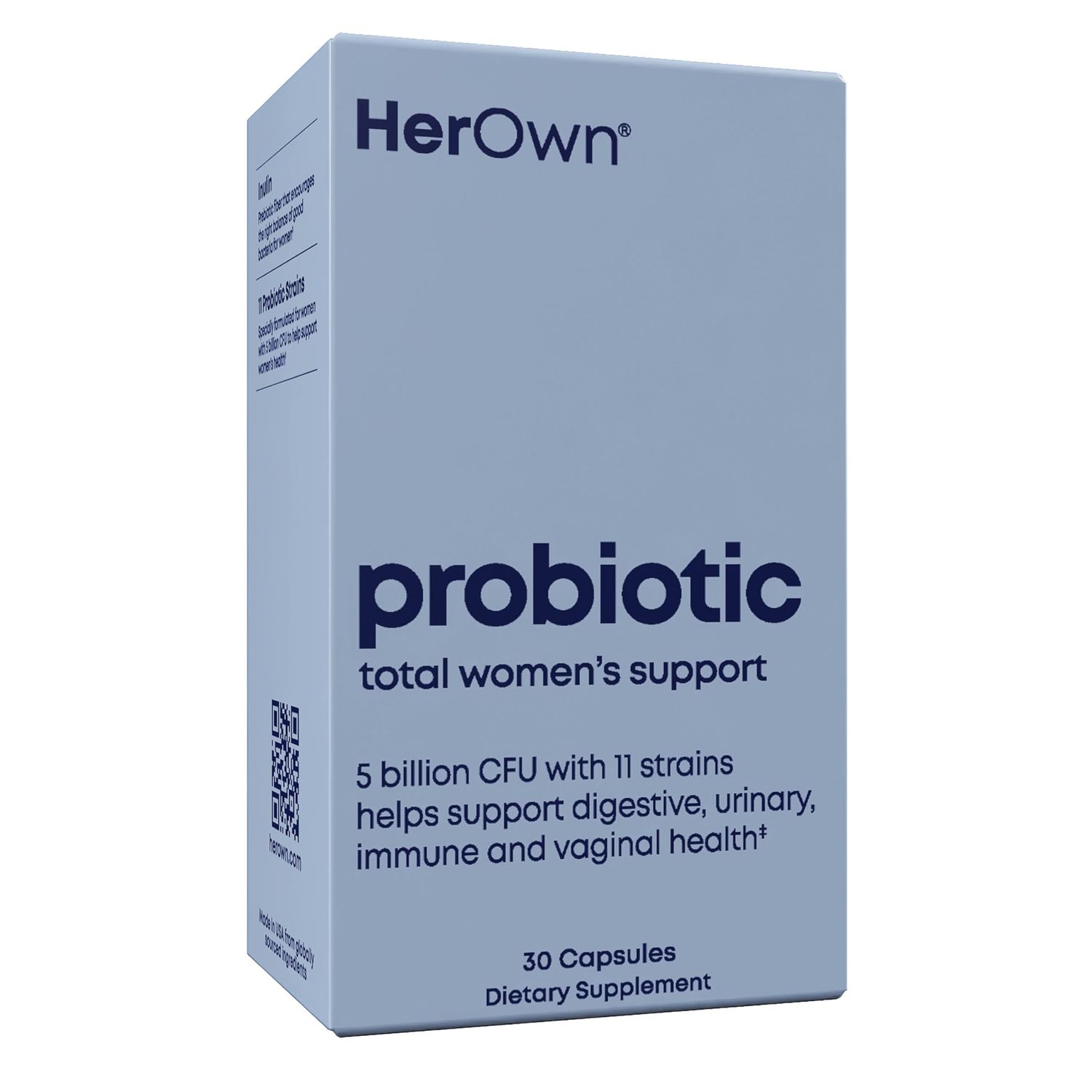 her own Probiotics for Women, 5 Billion CFUs with Prebiotics, Supports Healthy Digestion, 11 Strains, Gluten and Soy Free, Vegan, Non-GMO, 30 Capsules, 30 Servings
