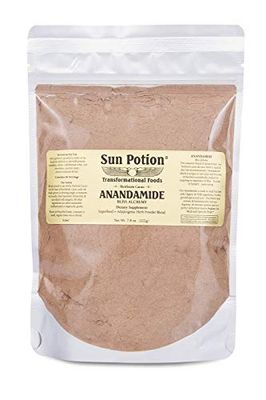 Organic Anandamide 222g by Sun Potion - Raw Unsweetened Cacao Powder and Tonic Herbs - Includes Tocos Ashwagandha Reishi Maca Moringa Turmeric Astragalus Cayenne Cinnamon and Others