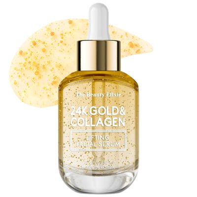 The Beauty Elixir Collagen Serum For Face with 24k Gold - Dermatologist Tested - Anti Aging, Ultra Hydrating, Fine Lines Wrinkle Treatment - Clean Beauty Korean Skin Care for All Skin Types - 1.69oz