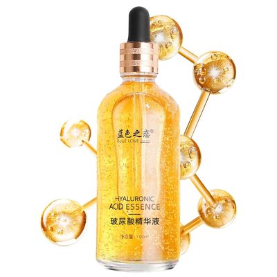 BLUE LOVE 24K Gold Foil Hyaluronic Acid Serum for Women Man - Anti-Aging Essence for Deep Moisturization and Dark Spot Reduction - Radiant Skin Care Solution, 3.38 fl oz