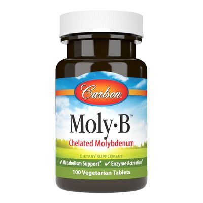 Carlson - Moly-B, Chelated Molybdenum, Metabolism Support, Enzyme Activation, 100 Vegetarian Tablets