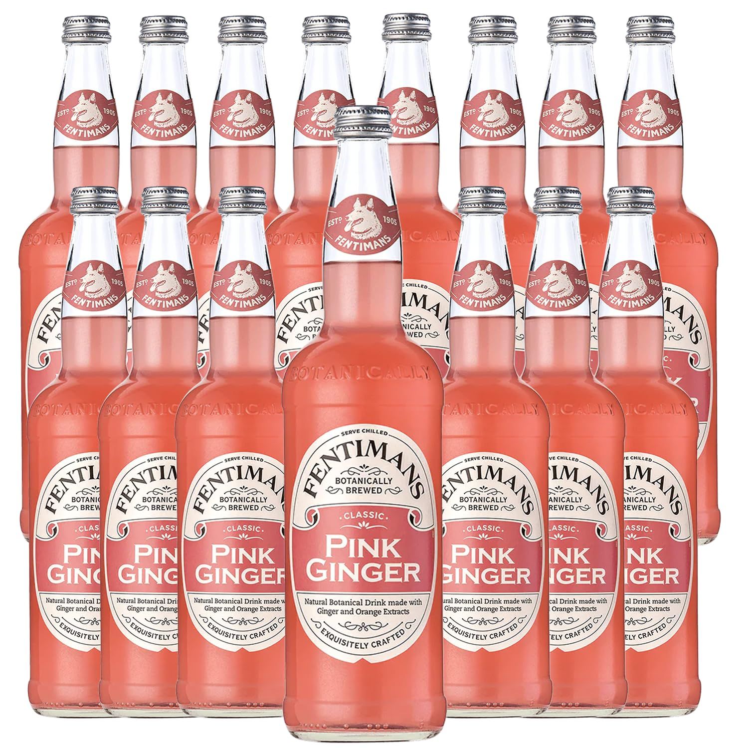 Fentimans Botanically Brewed Classic Pink Ginger Sparkling Soda, 9.3 fl oz Bottles - Premium Craft SodaMixer for Cocktails Refreshing Drinks