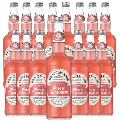 Fentimans Botanically Brewed Classic Pink Ginger Sparkling Soda, 9.3 fl oz Bottles - Premium Craft SodaMixer for Cocktails Refreshing Drinks