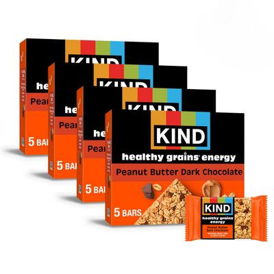 KIND Healthy Grains Energy Bars, Peanut Butter Dark Chocolate, 18g Whole Grains, Made with Super Grains, Gluten Free Snacks, 40 Ct.