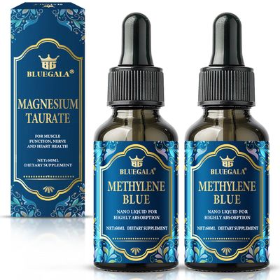 BLUEGALA Methylene Blue Pharmaceutical Grade, High Absorption, Promotes Brain Function, Metabolism and Cellular Health, Drops for Human Use, Non-Gluten, Non-Formaldehyde, Non-GMO, 2 x 2.1 Fl Oz