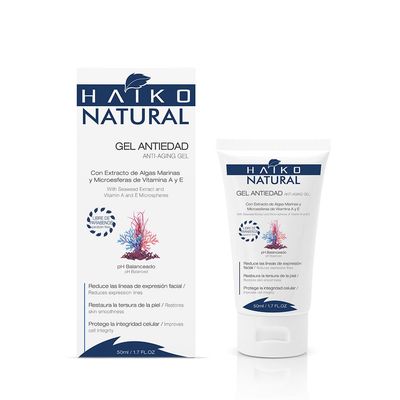 HAIKO NATURAL Anti-Aging Gel Reduces Expression Lines and Restores Skin Smoothness With Seaweed Extract and Vitamin A E 1.7 FL.OZ 50g Paraben-Free