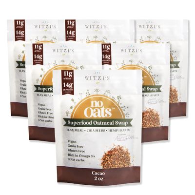 Witzi&#39;s No Oats Oatmeal Alternative, Cacao, 2oz (Pack of 6), Made with Chia Seeds, Cinnamon Chocolate, Grain Free, Gluten Free, Vegan, Keto