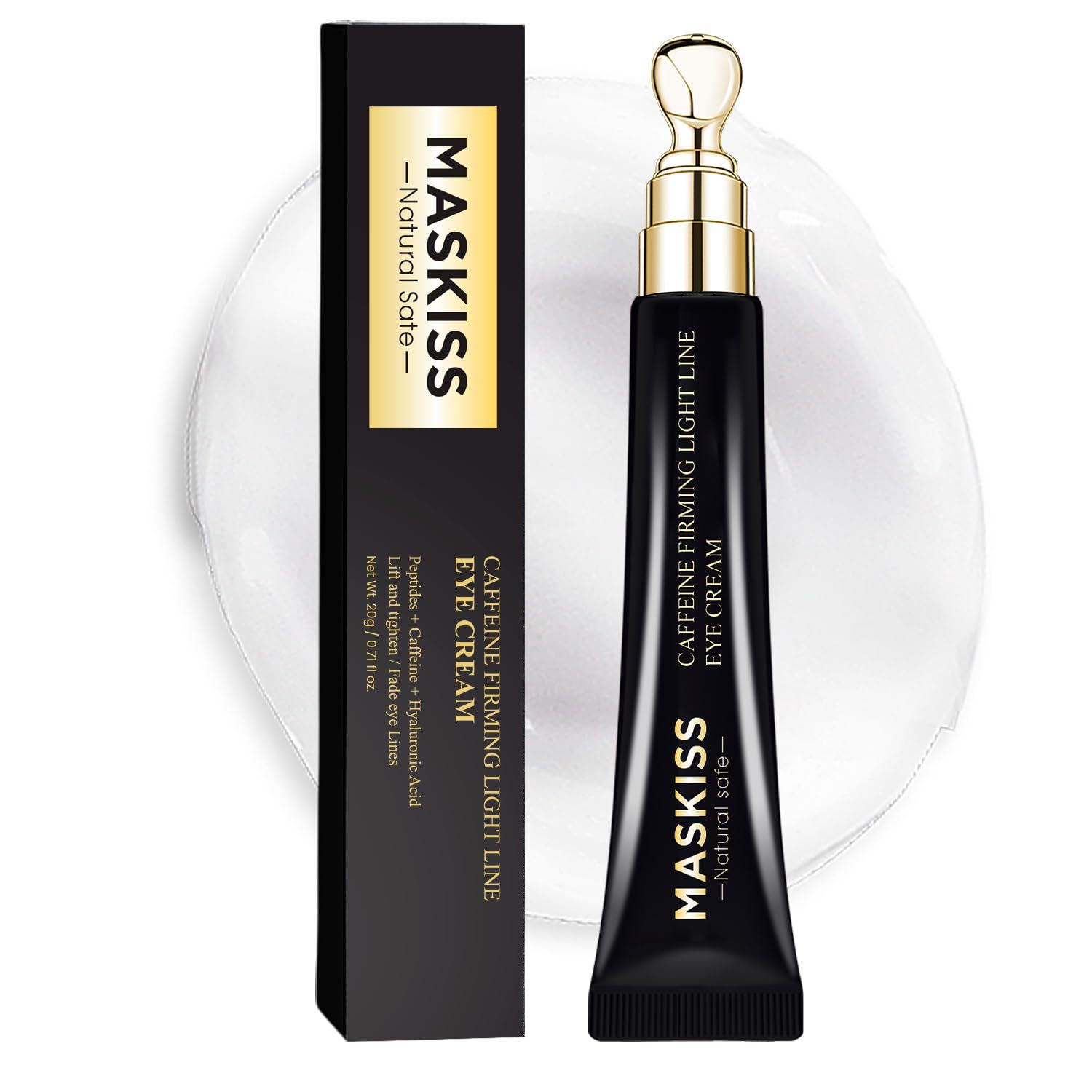 Maskiss Under Eye Cream for Wrinkles, Skin Renewing Eye Cream With Peptides Caffeine for Dark Circles and Puffiness, Anti Aging, Reduce Fine Lines and Under EyeBags, Fragrance Free