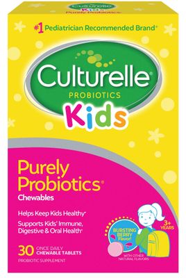 Culturelle Kids Chewable Daily Probiotic for Kids - Natural Berry - Supports Immune, Digestive, and Oral Health - for Age 3 - Gluten,Dairy,Soy-Free - Packaging May Vary - 30 Count
