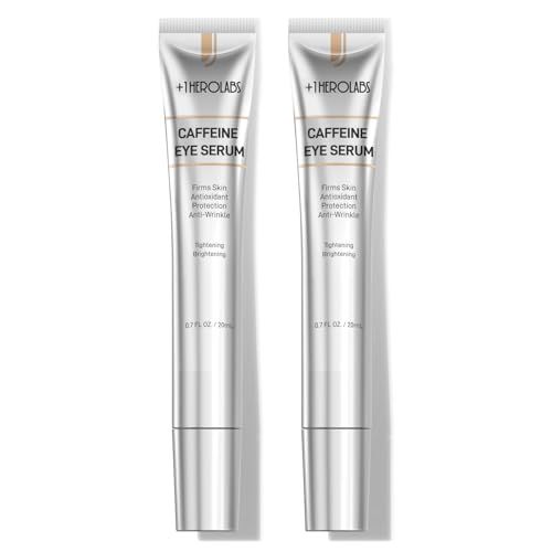 1HEROLABS Caffeine Eye Cream for Dark Circles, Puffiness Puffy Bags - Under Eye Serum with Caffeine, Niacinamide, Hyaluronic Acid, Vitamin E Peptides, 0.7 Fl Oz (Pack of 2)