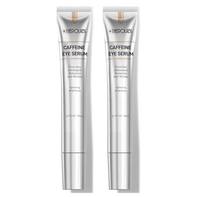 1HEROLABS Caffeine Eye Cream for Dark Circles, Puffiness Puffy Bags - Under Eye Serum with Caffeine, Niacinamide, Hyaluronic Acid, Vitamin E Peptides, 0.7 Fl Oz (Pack of 2)