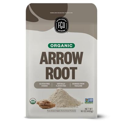 FGO Organic Arrowroot Powder, 16oz (1 Pound), USDA Organic, Non-GMO Natural Thickener, Gluten-Free, Dairy-Free, Flour or Corn starch Substitute