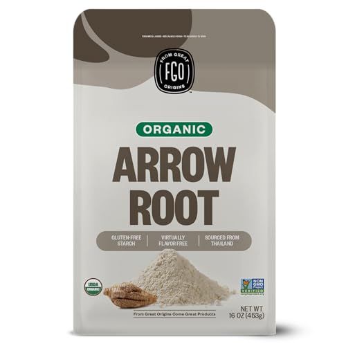 FGO Organic Arrowroot Powder, 16oz (1 Pound), USDA Organic, Non-GMO Natural Thickener, Gluten-Free, Dairy-Free, Flour or Corn starch Substitute