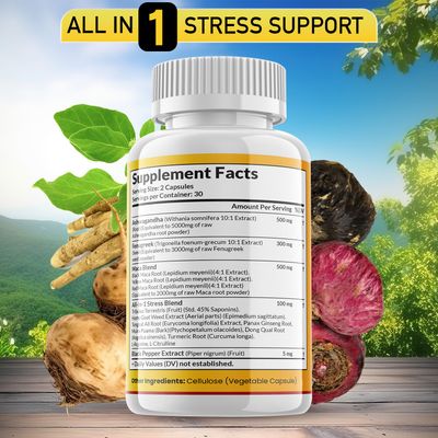 JB WELLNESS CO Ashwagandha Maca Root Fenugreek Supplement with Tongkat Ali Ginseng - Assists with Mood Thyroid Health - Made in USA - 120 Count