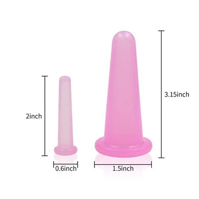 KRISMYA 4 Pcs Facial Cupping Set,Natural Silicone Facial Massage Cup for Body,Face,Neck,Back,Eye Massage,Vacuum Tank,Perfect for Body,Facial Care,Anti-Aging Beauty Tool(2 Small2 Large, Pink)