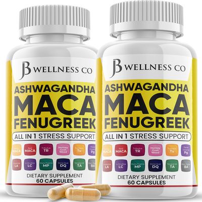 JB WELLNESS CO Ashwagandha Maca Root Fenugreek Supplement with Tongkat Ali Ginseng - Assists with Mood Thyroid Health - Made in USA - 120 Count