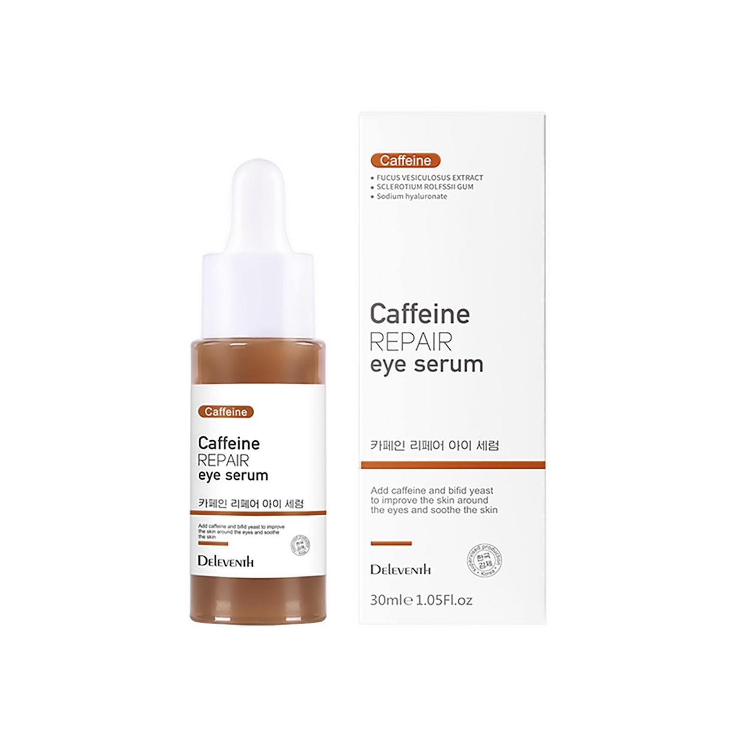 DEleventh Korean Brand Caffeine Vitamin E Eye Serum 30ml Anti-Aging Repair Eye, Anti-Oxidation, Fade Fine Lines, Tender Skin, Remove Acne, Moisturize and Remove Dark Circles Under the Eyes