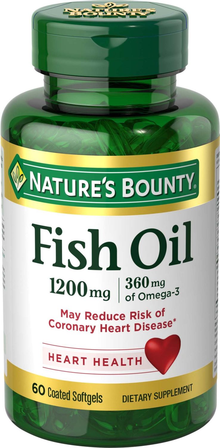 Nature s Bounty Fish Oil, 1200mg, 360mg of Omega-3, 60 Odorless Softgels (Packaging May Vary)