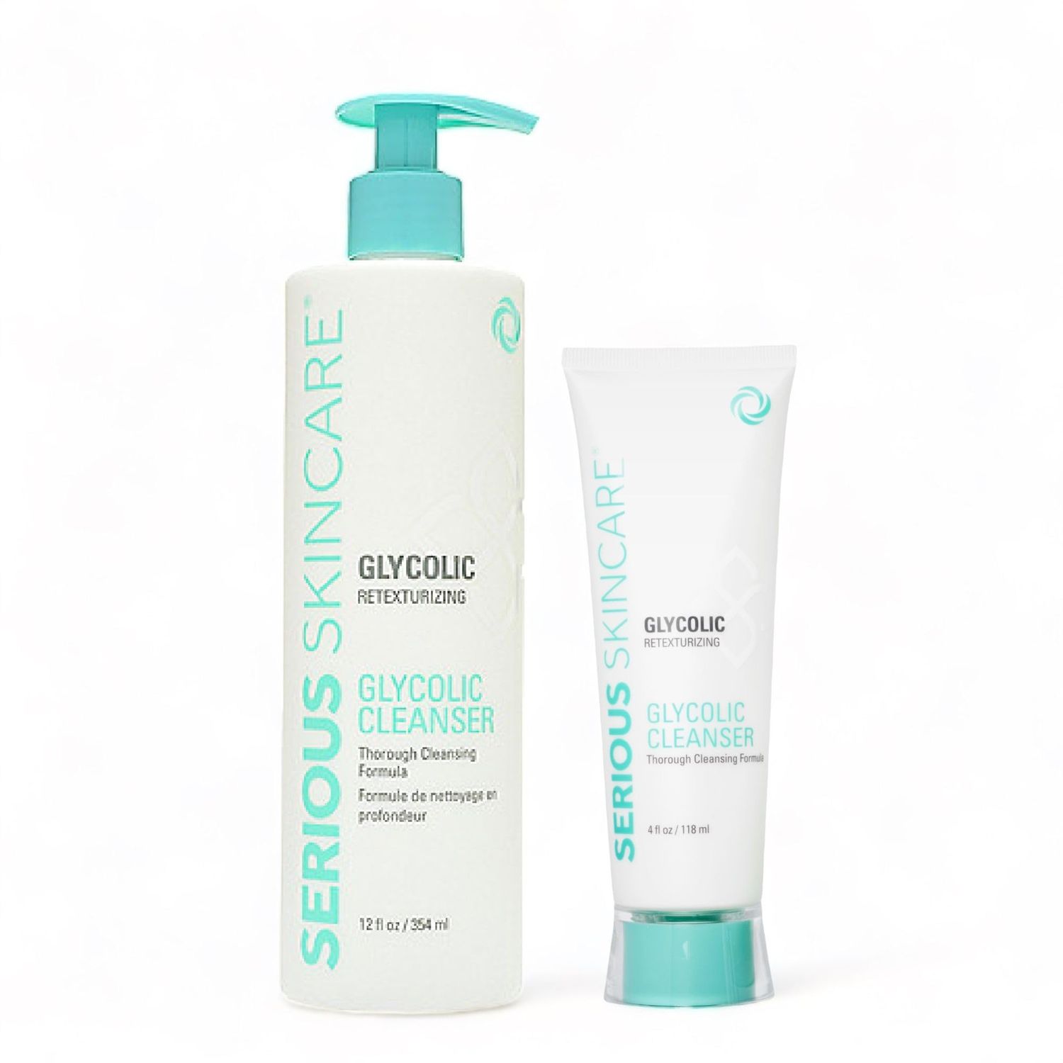 Serious Skincare Glycolic Cleanser - Glycolic Acid Skin Exfoliating Face Wash - 10 Glycolic Acid - Deep Pore Purifying - Removes Makeup, Oil, and Impurities - Shave Prep - Anti-Aging AHA 12 Oz 4 Oz