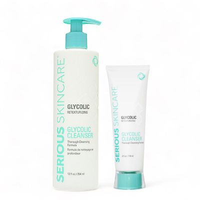 Serious Skincare Glycolic Cleanser - Glycolic Acid Skin Exfoliating Face Wash - 10 Glycolic Acid - Deep Pore Purifying - Removes Makeup, Oil, and Impurities - Shave Prep - Anti-Aging AHA 12 Oz 4 Oz