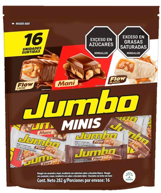 Jumbo Minis - 16 Unidades Surtidas - 282g - Flow Leche, Mani, Flow Blanca