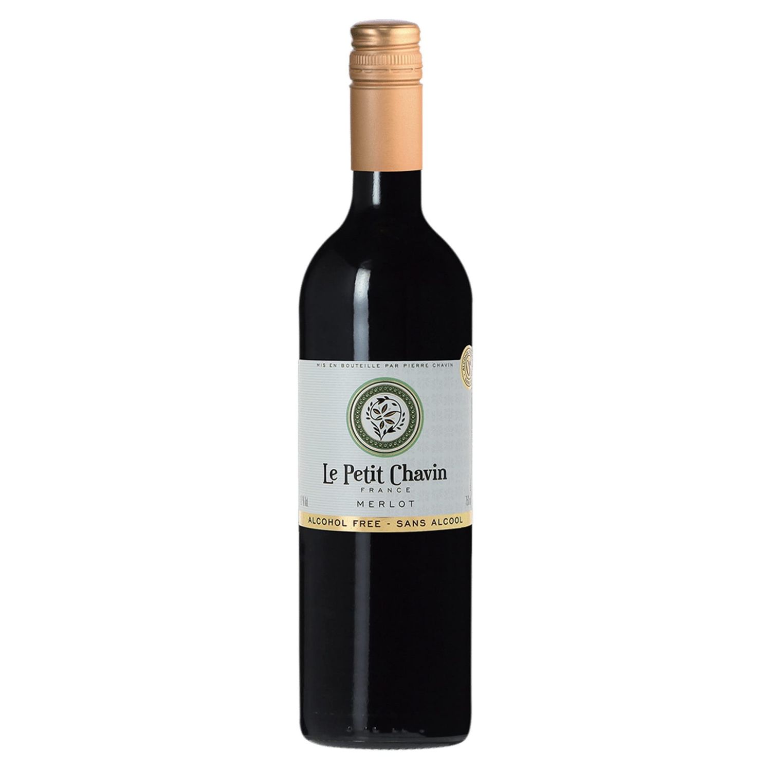 Le Petit Chavin Merlot Dealcoholized 0.0 Non-Alcoholic Red From France 750ml, Vegan (1 Bottle)