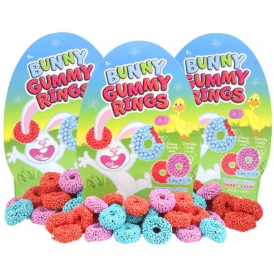 Bunny Gummy Rings, Assorted Fruit Flavored Candies, Easter Basket Stuffer Candy, 3.4 Ounces (Pack of 3)