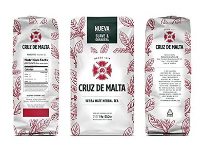 Yerba Mate CRUZ DE MALTA 2.2 lb 1kg Traditional Argentina Brew Gluten-Free Large Leaf Low Dust Yerba Mate