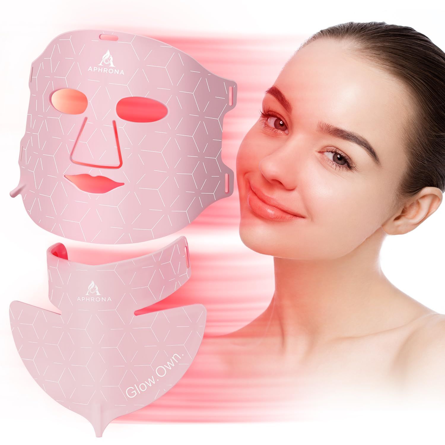 Aphrona Acne Removal Wrinkle Reduction Skin Care Mask LED Light Therapy Red light Blue light Glowing Skin Photo Facial (7 color)