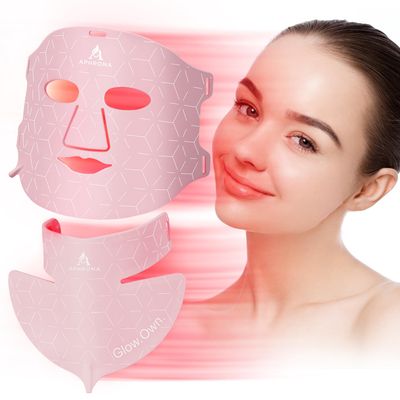 Aphrona Acne Removal Wrinkle Reduction Skin Care Mask LED Light Therapy Red light Blue light Glowing Skin Photo Facial (7 color)
