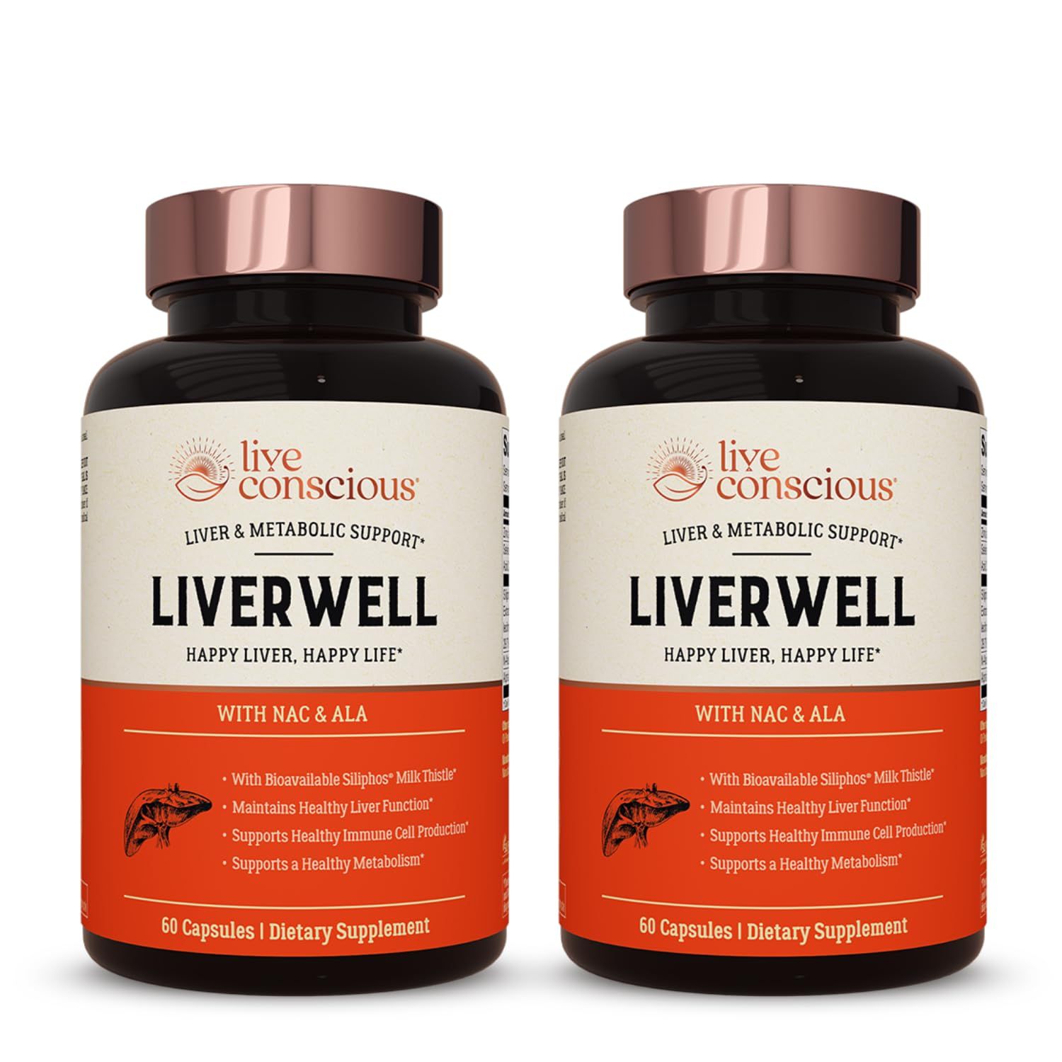 LiverWell Liver Cleanse, Rejuvenation, Metabolic Support - Liver Supplement for Liver Health wHighly Bioavailable Milk Thistle Extract, N-Acetyl Cysteine, Alpha Lipoic Acid, Zinc, Selenium - 2 Pack