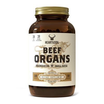 HEART SOIL - 3000mg Grass-Fed Beef Organ Supplement for Women Men with Liver, Heart, Kidney, Pancreas Spleen for Full-Body Nutrition Energy - Non-GMO, Allergen-Free - 180 Capsules