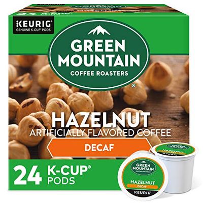 Keurig Coffee Pods K-Cups 16 18 22 24 Count Capsules ALL BRANDS FLAVORS (24 Pods Green Mountain - Hazelnut Decaf)