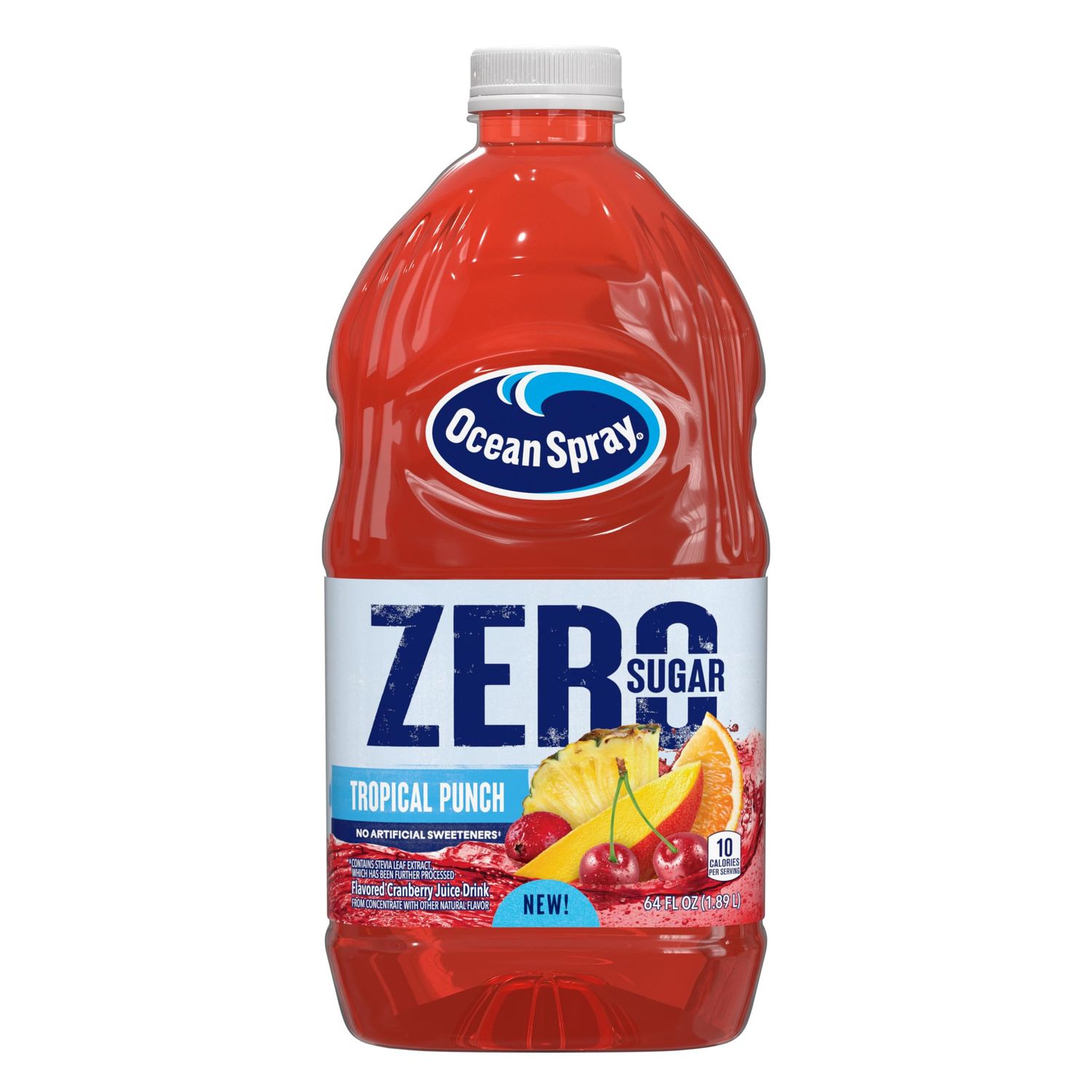 Ocean Spray ZERO Sugar Tropical Punch Juice Drink, Tropical Punch Juice Drink Sweetened with Stevia, 64 Fl Oz Bottle (Pack of 1)