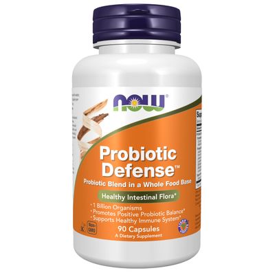 NOW Foods Supplements, Probiotic Defense, Probiotic Blend in a Whole Food Base with 1 Billion Organisms, 90 Veg Capsules