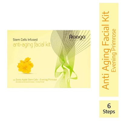 Raaga Professional Anti Aging Facial Kit 6-Step Skin Care Set for Salon Like Facial at Home Includes Cleanser, Exfoliator, Toner, Serum, Massage Cream, Face Mask 2.15 Oz (61g)