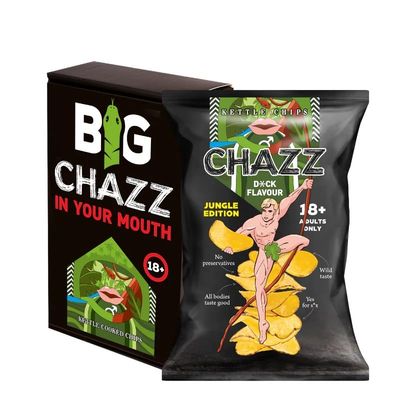 Chazz Horny Chips, potato chips with a unique and intense taste, dck flavour 3.17 oz.
